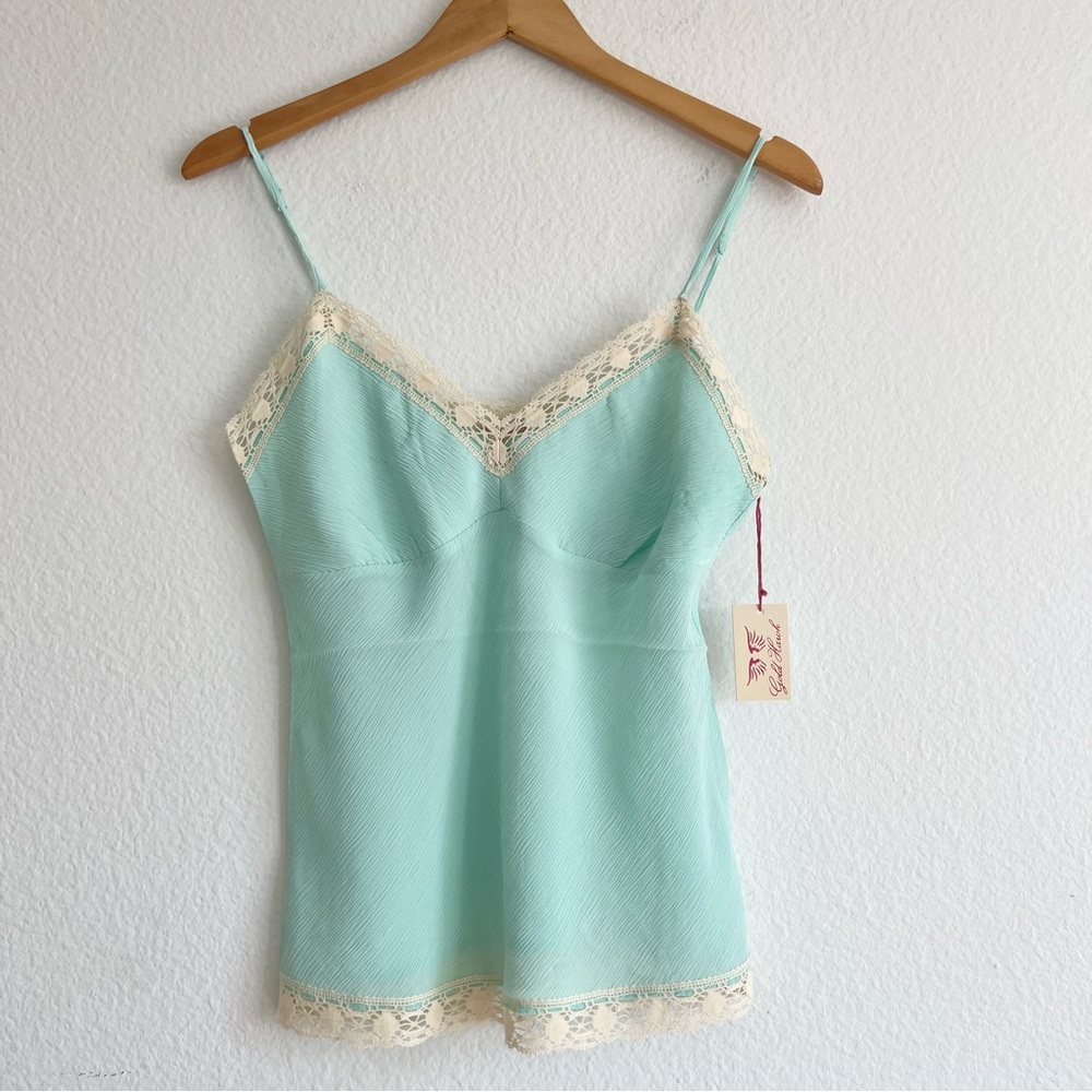Gold Hawk Tiffany Blue Silk Crepe Camisole
